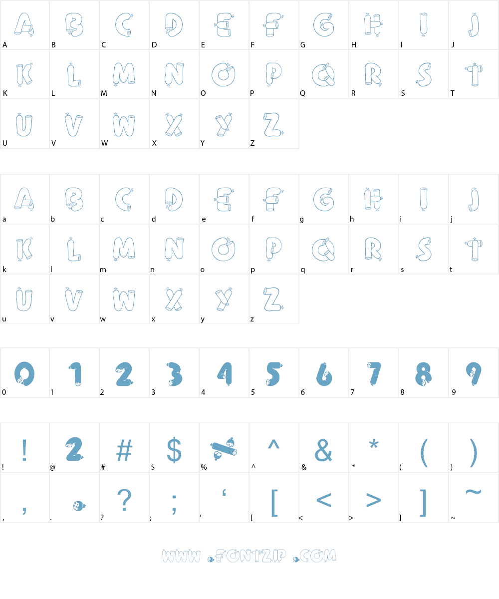 Alpha Sausage Font Character